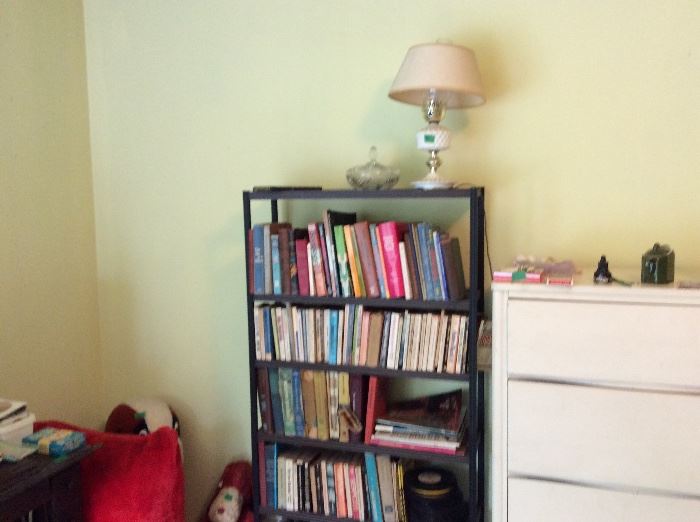 Bookshelf with small lamp