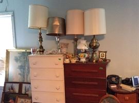 Upstairs - First BR - more chests, old telephone & parts, lamps, misc pictures