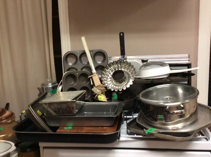 More cookware, baking pans, stove for sale too