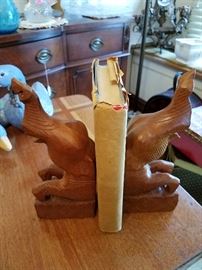 Wooden Elephant Book Ends
