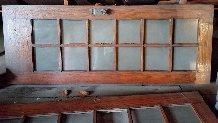 Pair of Antique 1910 Custom 12-panel Wood French Doors with Hardware Attached - Must ask to see!  Serious buyers only