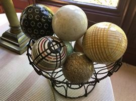 Rare set of 19th century Victorian carpet balls, excellent condition and gorgeous colors and designs