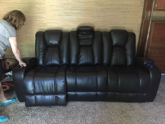 Matrix Power Coffee Reclining Sofa Leather blended 85L x 40 W x 42H  $1500 purchased less than a year ago.... BUY IT NOW $700