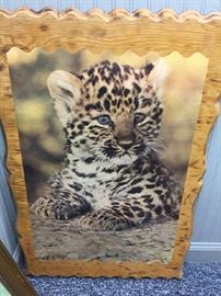 Very large Leopard kitten on wood, great for a child's room that loves animals