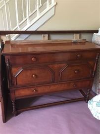 Antique Dressers with spindle legs and a matching mirror