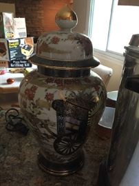 Large hand painted urn 