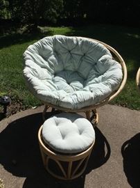 A pair of 2 Papasan Lounge Chairs with Ottoman, great indoors or out for the lazy summer days! Use them by the pool or in your home