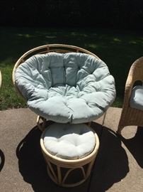 A pair of 2 Papasan Lounge Chairs with Ottoman, great indoors or out for the lazy summer days! Use them by the pool or in your home