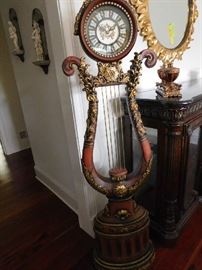 Harp décor grandfather clodk