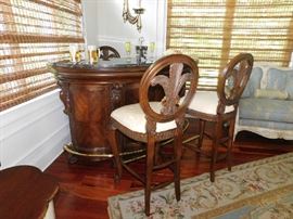 Pulaski bar and (3) Stools