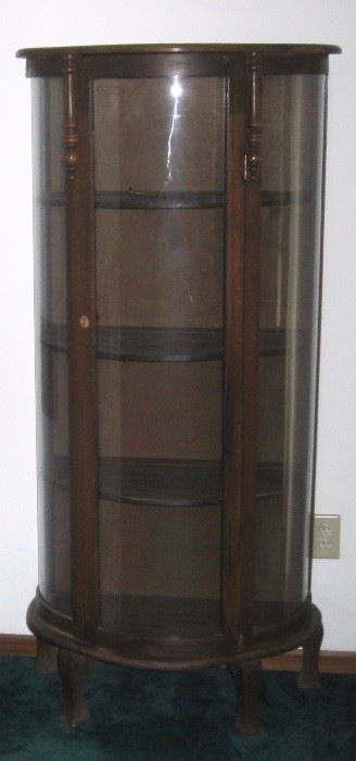 NEWER CURIO CABINET WITH CURVED GLASS