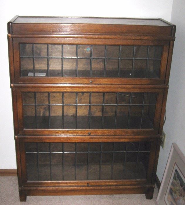 LOVELY LEGAL STACK BOOKCASE WITH LEADED GLASS DOORS