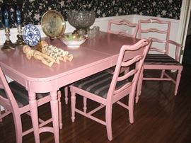 Dining Table with 4 chairs and 2 unpainted leaves.