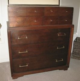 MCM bedroom set, chest, dresser with mirror and 2 night tables