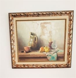 Robert Chailloux "Still Life with Pears"  17 1/2" x 21" oil on canvas  signed lower left on American Stretchers  asking  $ 675.00  