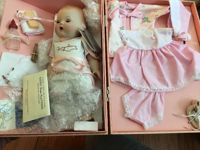 TINY TEARS doll by Kleenex with case 