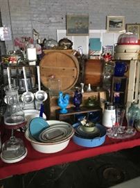 old butter churns and granite ware