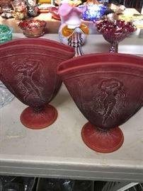 rare nymph flat style vase Fenton