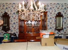 1800's Chandelier, matching Victorian wall mirros