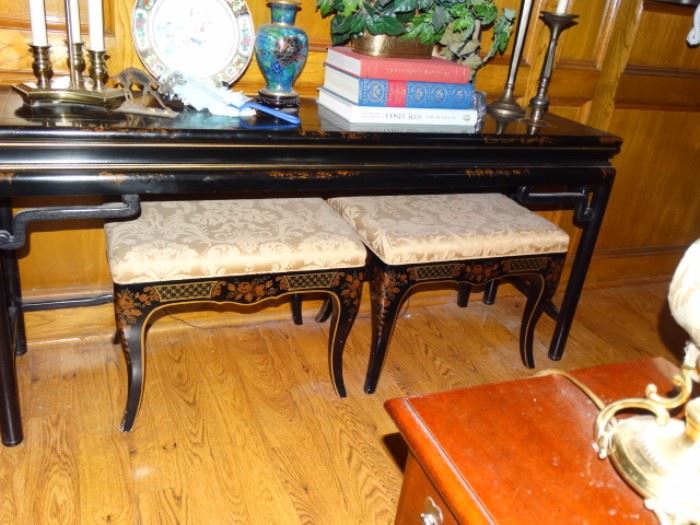 Asian style Sofa table and matching stools 
