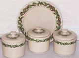 7 piece set, plate with cannisters and lids