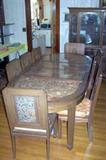 Chinese carved table and 8 chairs