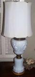 Pair of milk glass lamps