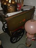 Beautiful Decorated Tea Cart - Lots of Good Lamps and Accessories