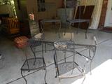 Rectangle Iron Glass Top Patio Table with 4 Chairs