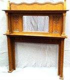 Beautiful Oak Art Noveau Mantle w/Beveled Mirror