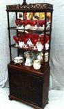 Beautiful Mahogany Etegere and Glassware