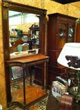 Beautiful Rosewood Foyer Mirror w/ Console Top - Bronze Mounted