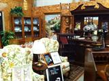 Pair of Chain Stitch Wing back Chairs and Beautiful English Mahogany Sideboard w/ Beveled Mirrors