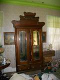 Great Walnut Victorian Dbl Door Armoirew/Mirrored Doors
