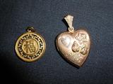 Chinese Medallion or Coin - Jewel Guild Heart Shaped Lockett - Tri Colored