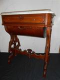 Rare Walnut Victorian Marble Top Sewing Stand - From a Prominent Baton Rouge Estate