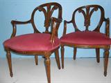 Pair of Feather Back Sheraton Arm Chairs