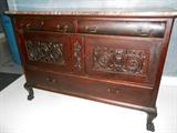 Nice Mahogany Clawfoot Marble Top Server