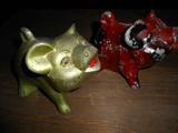 2 Cast Iron Piggy Banks