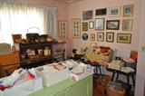 Tons of vintage linens, baskets, baby items