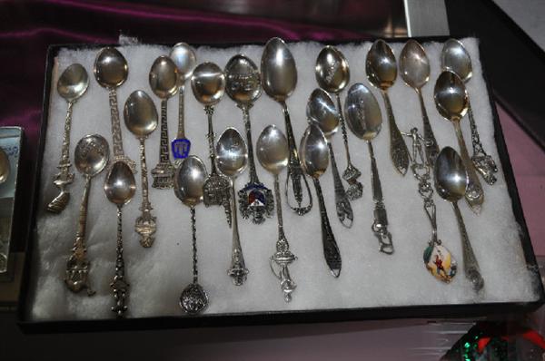 Many souviner spoons- silver and plated