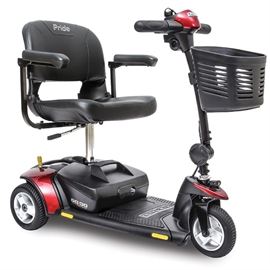 Electric Scooter -- GoGo Elite Traveler Pride Mobility Products $1605.00  ... MedMart  $1149.00
The compact design of the Go-Go Elite Traveller® allows you to easily maneuver in tight spaces while providing stable outdoor performance. With a 300 lb. weight capacity, charger port in tiller, one-hand feather-touch disassembly and maximum speeds up to 4 mph make it easy to go where you want to go with the Go-Go Elite Traveller.
http://www.pridemobility.com/gogo/gogoelitetraveller.asp
Auto-latching lockup mechanism permits frame separation with only one hand
Auto-connecting front to rear cable
Includes two sets of easily changeable colored panels in two exciting colors - red and blue
Front frame-mounted seat post offers maximum stability
All new frame design easily disassembles into 5 super lightweight pieces for convenient transport and storage
Modular design for serviceability