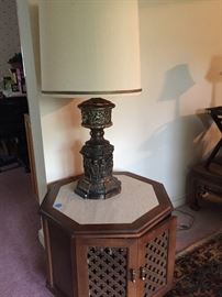 Lamp and side table have matching pair