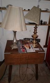many lamps, cabinet sewing machine, 