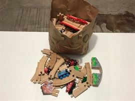 Thomas the Train, lots of wooden train tracks, lots of trains