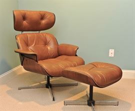 Plycraft Eames-style lounge chair an foot stool. c.1984