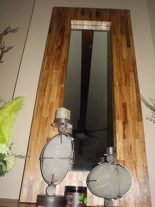 Beautiful wood framed tall mirror