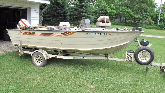 1984 17' Sea Nymph with 70hp Johnson, tilt, winch and other accessories.