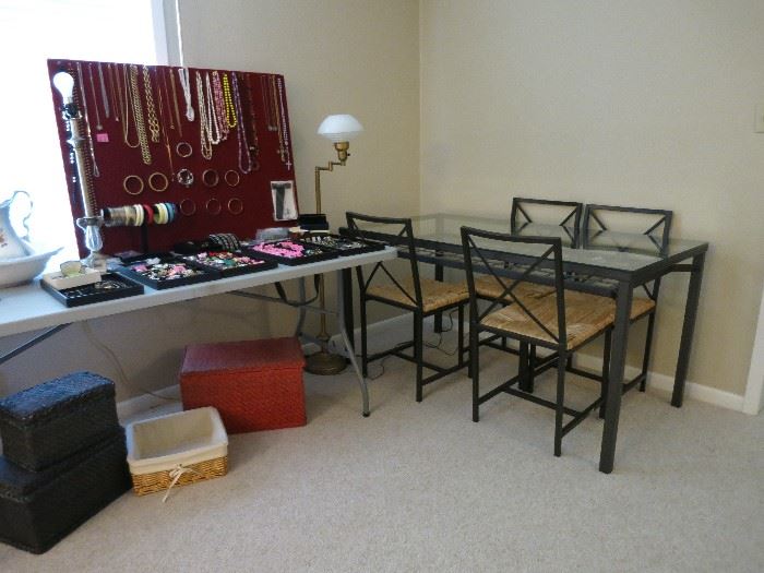Jewelry, Glass Table With Four Chairs