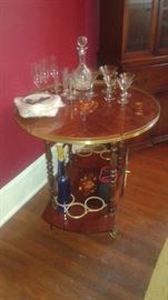 Vintage Italian inlaid Marquetry wood serving cart